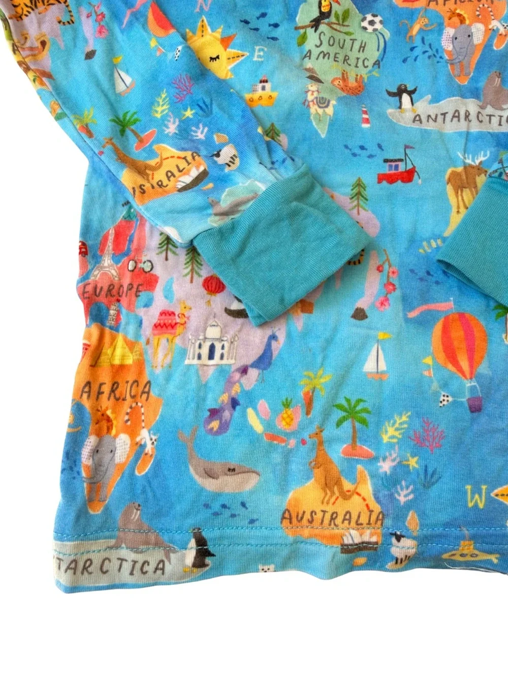 ✈️ Little Sleepies Kids Long Sleeve World Map Globe Print Pajama Top Unisex 3T
